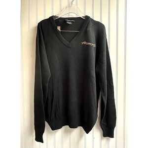 RARE Horizon Air Airlines Uniform Sweater Vintage 1980s Black Logo Sz L USA Made